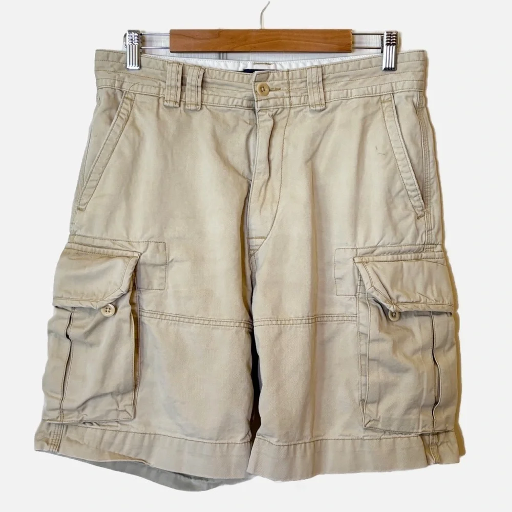 Polo Ralph Lauren Classic Cargo Chino Shorts Mens 32 Beige Khaki Casual Pockets